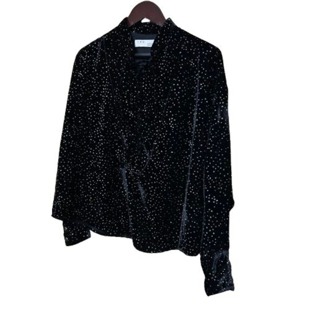 IRO Paris Tepita Lace-Up Glitter Velvet Top Women US 6 Small Black Whimsigoth - Picture 3 of 8